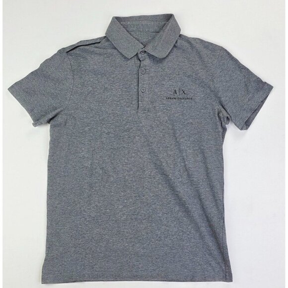 A/X Armani Exchange Size Small Mens Charcoal Gray chest Logo Short Sleeve Polo - Picture 1 of 10